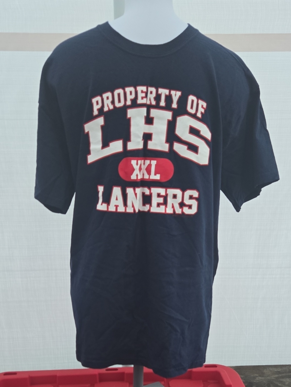 Gildan Navy and White Ultra Cotton Label Tee